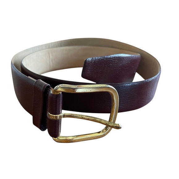 Harness House Other - Vintage Harness House Mens Leather Belt 36 Burgundy Oxblood Brass Buckle Uruguay